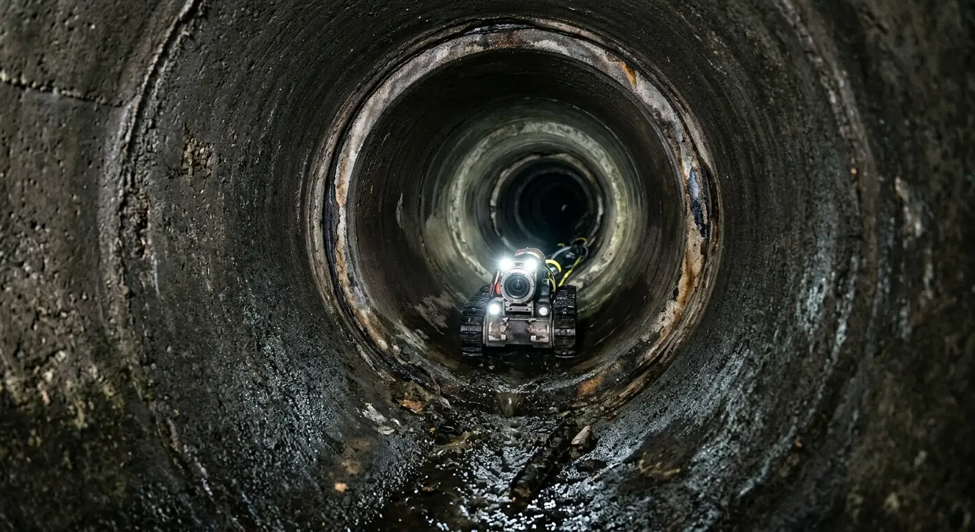 Robotic sewer camera inspecting pipe interior for Sewer Line Cleaning in Chula Vista